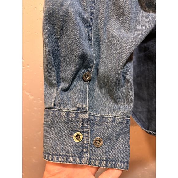 Harley Davidson blue denim button down long sleeve shirt men’s 2xl tall - Picture 6 of 8